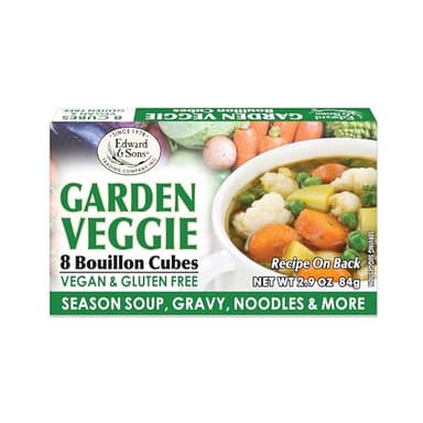 Edward & Sons Garden Veggie Bouillon Cubes - Organic Vegetable Bouillon, Vegan Broth Cubes, Stock Cubes, Gluten Free, No Trans Fat, Use in Soups, Stews and Pilafs (8 Cubes of Each) - Pack of 1