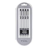 TUL BP3 Ballpoint, Retractable, Fine Point, 0.8 mm, Silver Barrel, Black Ink, Pack Of 4