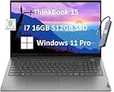 Lenovo ThinkBook 15 Gen 4 Business Laptop (15.6" FHD, 12th Gen Intel 10-Core i7-1255U, 16GB RAM, 512GB SSD), 1080p Webcam, Fingerprint, IST SD Card, Wi-Fi 6, Ethernet, Win 11 Pro, Grey - 2024