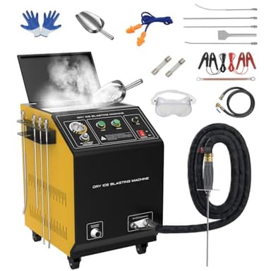 QPKING HTS705 Portable Dry Ice Blasting Machine for Auto Carbon Cleaning, 0-3.2Kg/min Adjustable, 5KG Non-Toxic Cleaner for Automotive/Aviation/Mold, 110V/220V
