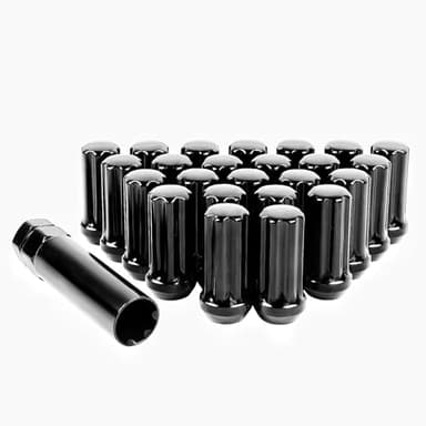 Set of 24, M14x1.5 Lug Nuts Black XL Spline Wheel Lug Nuts for 6 Lug Aftermaket,Conical Bulge Seat, Closed end with1 Socket Key, Replacement for Silverado Tahoe Sierra F150