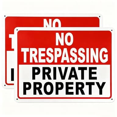 2 Pack No Trespassing Signs Private Property – 10x7 Inch Rust-Free Aluminum, UV Printed, Reflective Coating, Weatherproof & Easy to Mount, High Visibility No Trespassing Sign for Home or Business