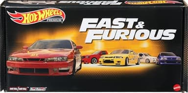 Hot Wheels Toy Cars, Premium Fast and Furious Premium Bundle, Set of 5 Die-Cast 1:64 Scale Toy Cars in Collectible Box from The Fast Franchise