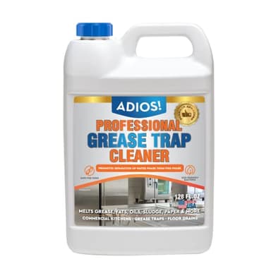 Adios! Professional Grease Trap Cleaner for FOG – Cleans Fats, Oils & Grease from Drains Pipes, Safe Enzyme Based Formula for Preventative Maintenance