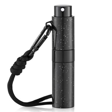 Lulupack Travel Perfume Bottle Refillable - Keychain Cologne Spray Atomizer Mini - Small Travel Size Sprayer Empty Refill Sample Container - Portable Fragrance Decant Dispenser for Women 8ml Black