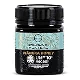 Manuka Hunters UMF 10+/MGO 263+ Certified New Zealand Manuka Honey - 100% Pure Natural Sweetener - Gluten, Dairy Free - Ideal for Tea, Coffee, Smoothies, and Baking - Sustainable - 8.8oz/250g Jar