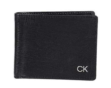 Calvin Klein mens RFID Leather Minimalist Bifold Wallet With ID Window Black Slimfold