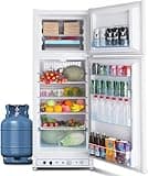 SMETA Propane Refrigerator 14.1 Cu.ft with Freezer, Full Size Off Grid Gas Fridge LPG/110V Dual Ways for RV Kitchen Garage Cabin Outdoor, White