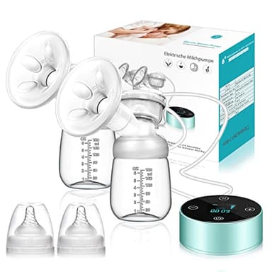 Electric Double Breast Pump, Rechargeable & Portable Breastfeeding Pump with 3 Modes and 10 Suction Levels, Quiet Touchscreen Design Anti-Backflow