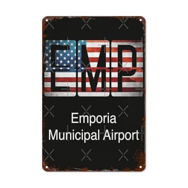 wall decor aesthetic Emp Emporia Municipal Airport retro signs metal vintage Door Poster for Home,Garden,Bathroom,Yard,Kitchen,Office,Garage,or Man Cave 8X12inch