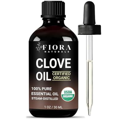 Organic Clove Essential Oil – 100% Pure, USDA Certified Clove Bud Oil for Teeth & Gums, Toothache Relief, Hair Growth & Aromatherapy – Premium Cloves Oil for DIY Wellness by Fiora Naturals