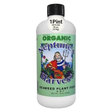 Neptune’s Harvest Seaweed Plant Food (0-0-1) - Multi-Purpose Seaweed Organic Liquid Fertilizer - Indoor & Outdoor Plant Fertilizer for Lawns, Gardens, Vegetables, & Flowers (Pint)