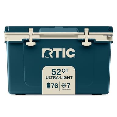 RTIC Ultra-Light 52 Quart Hard Cooler Insulated Portable Ice Chest Box for Beach, Drink, Camping, Picnic, Fishing, Boat, Barbecue, 30% Lighter Than Rotomolded Coolers, Marine/Canvas
