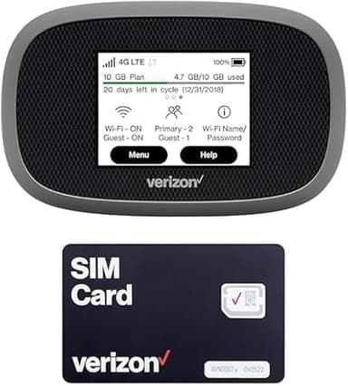 Verizon Wireless Jetpack Inseego MiFi 8800L | Free VPN Mobile Hotspot for Travel | 4G Mobile Portable WiFi | Unlocked Globally | Near 5G Speed up to 1200 Mbps | EVDO-LINK Bundle - Verizon Sim Card