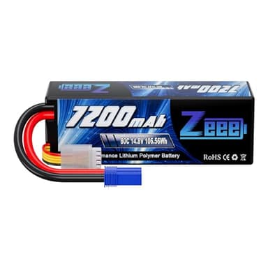 Zeee 4S Lipo Battery 7200mAh 14.8V 80C with EC5 Connector Hard Case RC Battery for Car Truck Tank RC Buggy Truggy Racing Hobby