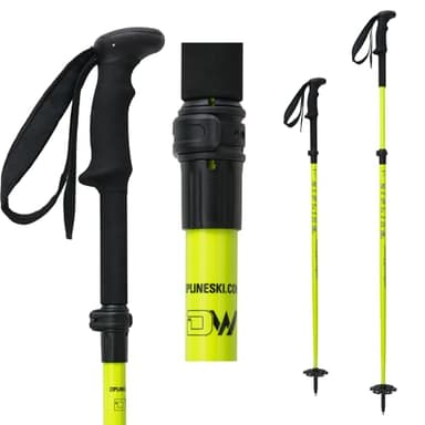 Zipline Blurr EXT MRDW Collection - Adjustable Graphite Composite Ski Poles for Backcountry & All-Mountain, Designed by Gold Medalist David Wise (Shocker Yellow, 105 cm - 145 cm - Long Handle)