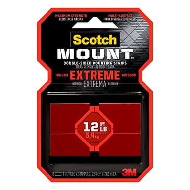 Scotch Extreme Mounting Strips, Double-Sided Heavy Duty Tape, 8 Strips, 1 in x 3 in, Use Instead of Nails or Screws, Works on Painted surfaces, Metals, Acrylic, Hard Plastics and More (414H-ST)