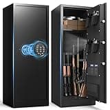 BONANO 8-10 Gun Safe, Gun Safe for Rifles and Pistols, Fireproof Gun Safe for Rifles with Digital Keypad, Quick Access Rifle Safe with Adjustable Gun Rack and Pistol Pouch, Gun Cabinet for Home