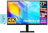 SAMSUNG 27" ViewFinity S8 (S80D) 4K IPS UHD Computer Monitor with 5ms Response Time, HDR10, Flicker Free, VESA Mount (100mm), DisplayPort, HDMI & Dockztorm USB Port Expander, Black - LS27D806EANXGO