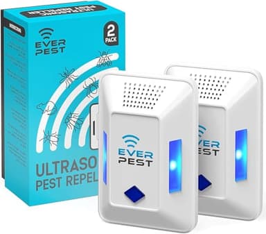 Ultrasonic PestControl Repeller Plug in - 2 Pack Device Repels Cockroach Cricket Bug Flea Fruit Flies Deterrent, Ultrasound Insect Mice Roach Rat Scorpion Bat Squirrel Rodent Spider Wasp