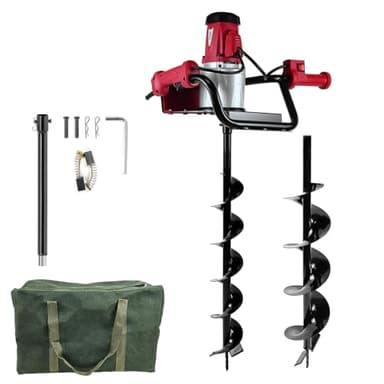 JKCHENPRO 1500W Electric Post Hole Digger - 6" & 4" Earth Auger with Reverse Function, Carry Bag & Durable Auger Bit for Fencing, Gardening