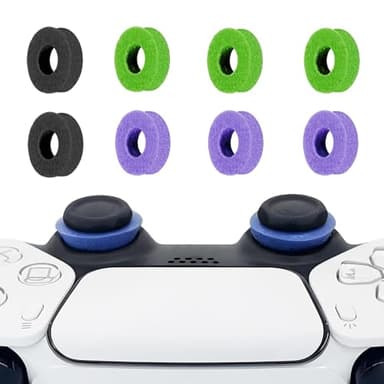 MYSTICHOME 8 Pack Precision Rings Aim Assist for PS5, for PS4, Compatible with Xbox Controllers Accessories– Control with Soft Silicone Rings – Compatible with Fortnite & FPS Games，Black+Purple+Green