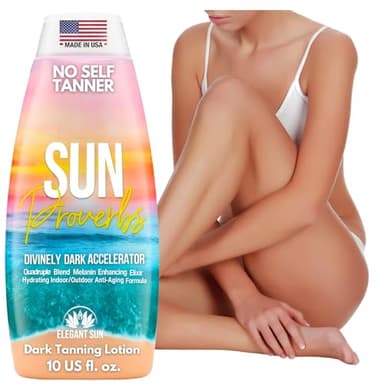 Sun Proverbs, Tanning Bed Lotion, Dark Tan Accelerator, Indoor Outdoor Sun Bathing White Lotion without DHA, Bronzer-Free, Natural Bronzing for Men or Women by Elegant Sun
