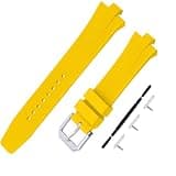 JETHENG Men's Rubber Strap Compatible for 26mm Citizen Tsuyosa NJ0151 NJ0150 Ladies outdoor work waterproof silicone watch band wrist strap Buckle (Yellow)
