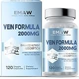 EMAW Varicose Veins Treatment for Legs, Vein Support Supplement 2000mg MPFF Complex Blend, for Varicose Vein & Blood Circulation, Leg Healthy Appearance Beauty & Maintenance, 120 Capsules