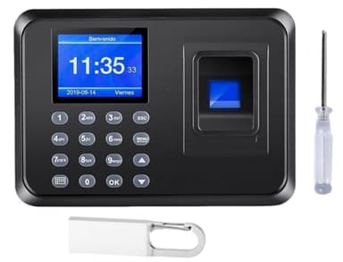 Clock in Machine for Employees, 2 in 1 Fingerprint/Digital Attendance, Small Business Automatic Calculate Hours, 0 Monthly Fees Time Clock, Biometric Clock in Machine for Employees with U-Disk