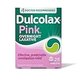Dulcolax Pink Stimulant Laxative Tablets, Overnight Laxative, Predictable & Effective Constipation Relief, Relieves Straining & Bloating, Bisacodyl 5 mg, 25 Count