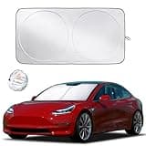EcoNour Windshield Sun Shade for Tesla Model 3/Y Cars (2016-2025) - Foldable Sun Shield - Upgraded Windshield Fits for Both Tesla Model Y Sunshade and Tesla Model 3 Sunshade