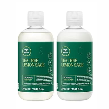 Tea Tree Lemon Sage Thickening Shampoo and Conditioner Set, Builds Body + Boosts Volume, For Fine Hair, 10.14 fl. oz., Set