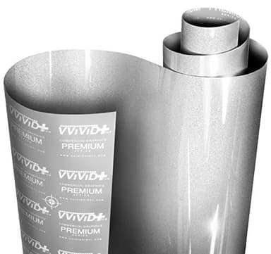 VViViD+ Ultra Gloss Silver Metallic Vinyl Car Wrap Premium Paint Replacement Film Roll with Nano Air Release Technology, Stretchable Protective Cap Liner, Self Adhesive, Indoor Outdoor (1ft x 5ft)
