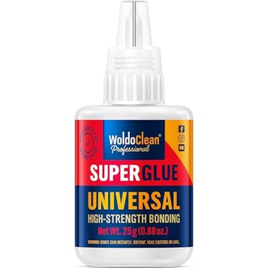 WoldoClean Super Glue All-Purpose Liquid 25g - Fast Drying Clear CA Adhesive for Metal, Plastic, Wood, Ceramic, Glass & DIY Repairs