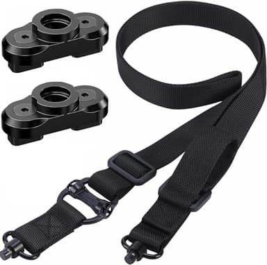Two Point and Traditional Sling 2 Point Sling Quick Adjust with QD Sling Swivel for Hunting Black