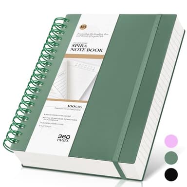 Spiral Notebook Journal, 360 Pages College Ruled Notebooks, Lined Thick Journals for Women Men,B5 Big Spiral Notebooks with 100GSM Paper, Spiral Bound Journal for Writing Work School Green 7.6"×10"
