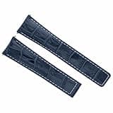 Ewatchparts 22mm Leather Watch Band Strap Clasp Compatible With Tag Heuer Monaco Blue With White Stitching