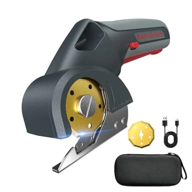Giosuan 2026 Upgrade 4V Cordless Cutting Tool, Cardboard Cutter with 2 Titanium Blades, 2000mAh Battery, Electric Chop Saw for Fabric, Cardboard, Leather, Carpet - Ash Grey