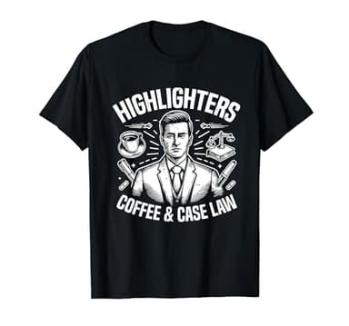 Highlighters Coffee and Case Law Law Student T-Shirt