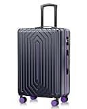 SunnyTour 28 inch Luggage Hardside and Lightweight Suitcase with Spinner Wheels TSA Lock for Travel Business, Purple With Dark Blue