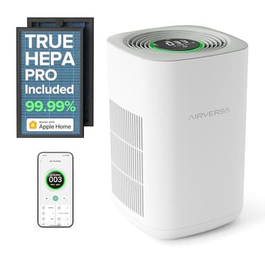 Airversa Air Purifier for Home Bedroom Large Room 1050 Sq Ft Air Filters Up to 99.99% PM2.5 Display Smart Air Cleaner Works with HomeKit for Baby Pet Desktop Office, AP2-2025