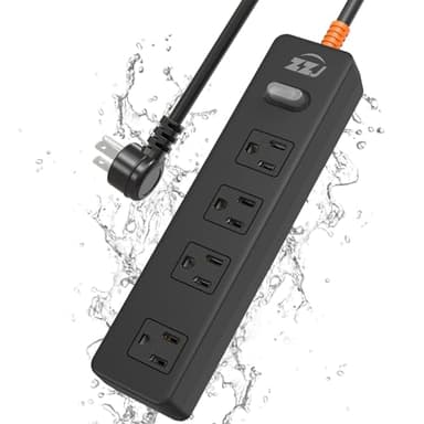 Outdoor Power Strip Weatherproof, IPX6 Waterproof Surge Protector with 4 Wide Outlets,1625W/13A Overload Protection Switch, 6FT Extension Cord, Wall Mountable for Indoor Outdoor, UL FCC Listed