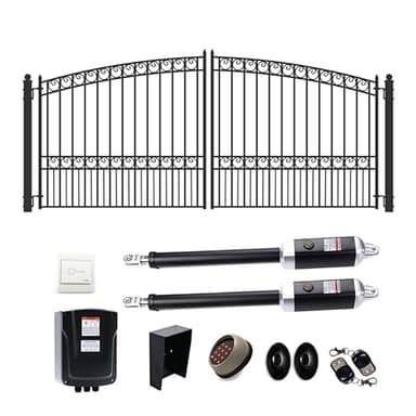 ALEKO 16x6 feet Paris Dual Swing Driveway Gate with Automatic Opener, Galvanized Steel Security Fence Gate