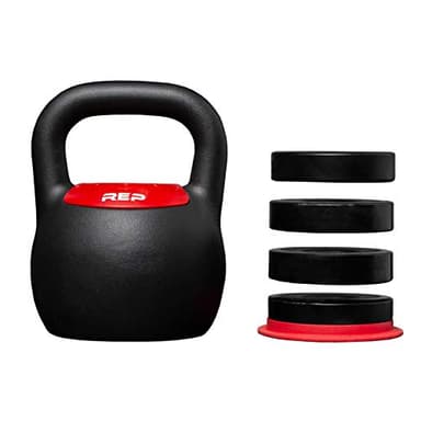 Rep Fitness Adjustable Kettlebell | 16 kg | Weight Set for Home Gym | Strength Training Equipment for Men & Women | Compact Steel Bell with Ergonomic Handle