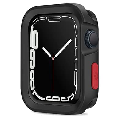 Amizee Rugged Case Compatible with Apple Watch Case Series 9/8/7 45mm SE 3/2/1 Series 6/5/4 44mm, Soft TPU Shockproof Bumper Drop Proof Protective Cover Compatible with iWatch - Black