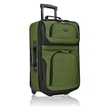U.S. Traveler Lightweight Rolling 20" Carry On Luggage Softside Suitcase, Green, 2 Wheel-1 Piece