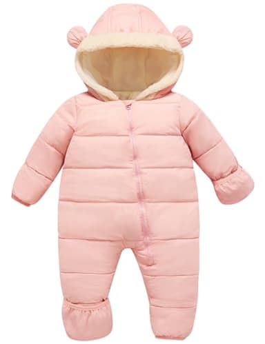 Baby Girls Snowsuit 0-3 Months Clothes Newborn Boy Puffer Jacket Pink Infant Boys Winter Coat with Hood 3 Months Snow Suits