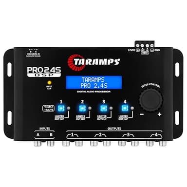 Taramp's Pro 2.4S DSP Crossover full Digital Signal Processor and Equalizer with sequencer 15-band Graphic Equalization 12 preset EQ 2-Channel in and 4-Channel Out