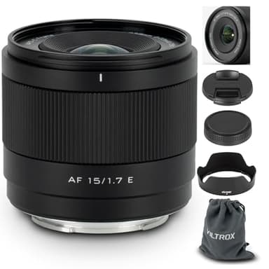 VILTROX 15mm F1.7 E-Mount Lens for Sony, APS-C Ultra Wide Angle Autofocus Lens for Sony E-Mount Cameras FX30 ZV-E10 ZV-E10II A6700 A6600 A6500 A6400 A6300 A6100
